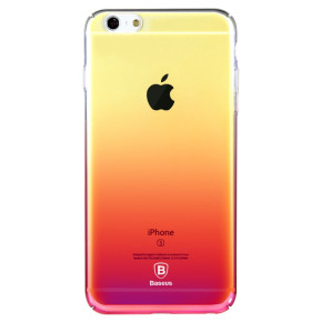 Твърд гръб ултра тънък хамелеон градиент оригиален BASEUS Glaze Case series за Apple iPhone 6 Plus 5.5 / Apple iPhone 6s Plus 5.5 розов преливащ към прозрачно